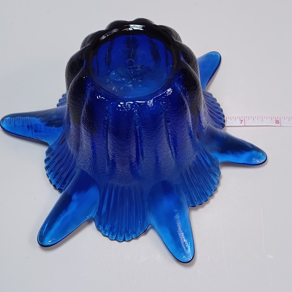 Cobalt Blue Textured Flower Shaped Glass Decorative Bowl Candleholder #5 - Picture 2 of 7